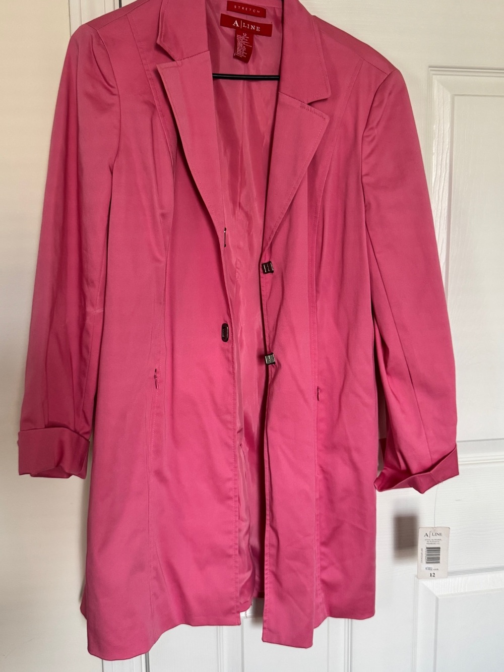 A Line Barbie Pink Longline Blazer Jacket Women’s 12 NWT Stretch